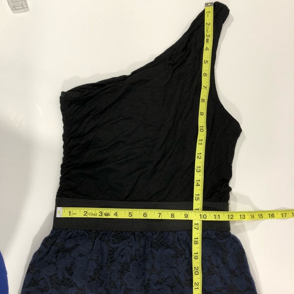 Aqua One Shoulder Lace Mini Dress Size M - Picture 7 of 8